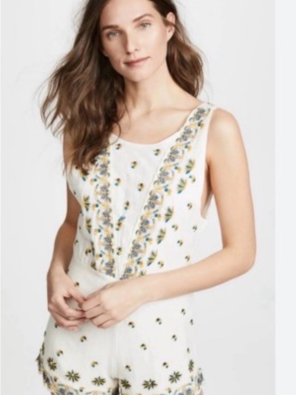 Free People Margarita Embroidered Romper, size 2.